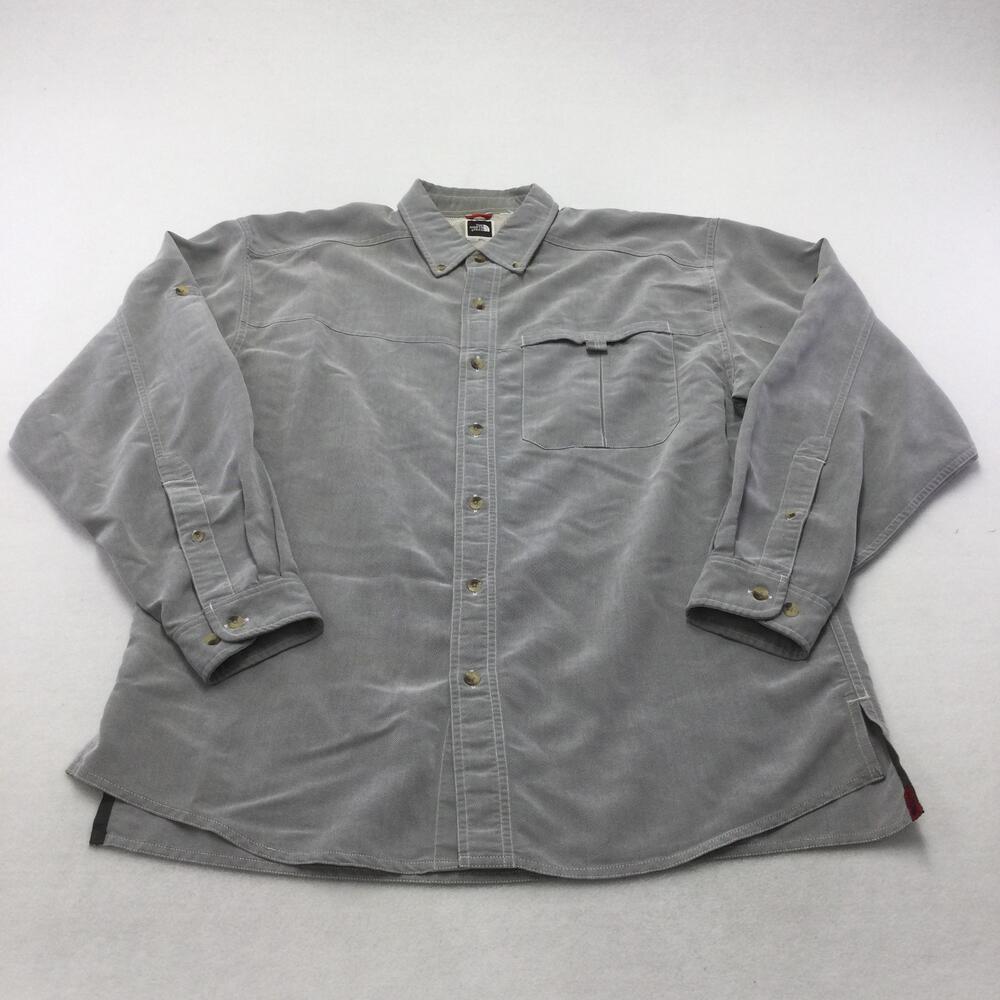 The North Face Shirt Mens 2XL Gray Check Twill Long Sleeve Button Down Casual